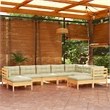 vidaXL 9 Piece Wood Garden Lounge Set in Cream