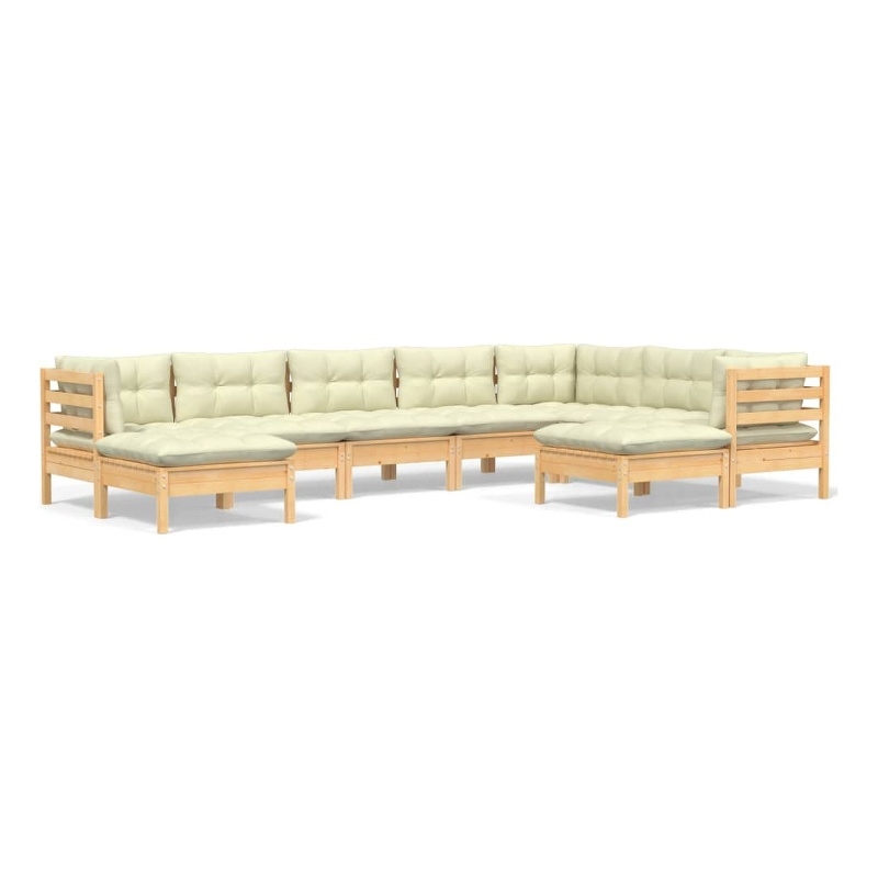 vidaXL 9 Piece Wood Garden Lounge Set in Cream