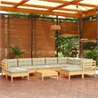 vidaXL 10 Piece Wood Lounge Set in Cream/Natural