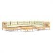 vidaXL 10 Piece Wood Lounge Set in Cream/Natural
