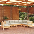 vidaXL 7 Piece Wood Garden Lounge Set in Cream
