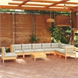 vidaXL 9 Piece Wood Garden Lounge Set in Cream