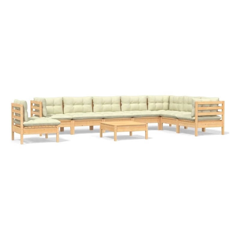 vidaXL 9 Piece Wood Garden Lounge Set in Cream
