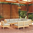vidaXL 9 Piece Wood Garden Lounge Set in Cream