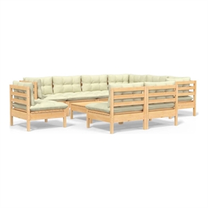 vidaXL 10 Piece Wood Garden Lounge Set in Cream/Natural
