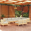 vidaXL 10 Piece Wood Large Garden Lounge Set in Cream