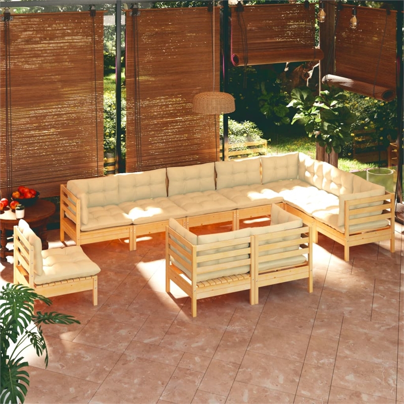 vidaXL 10 Piece Wood Garden Lounge Set