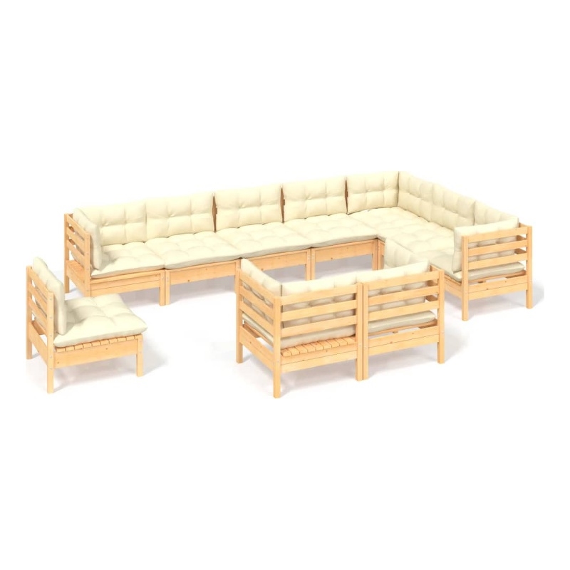 vidaXL 10 Piece Wood Garden Lounge Set