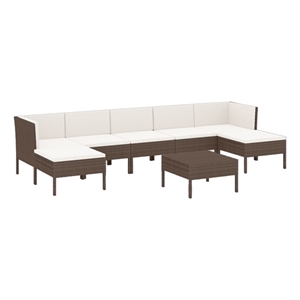 vidaXL 8 Piece Garden Lounge Set in White/Brown/Cream