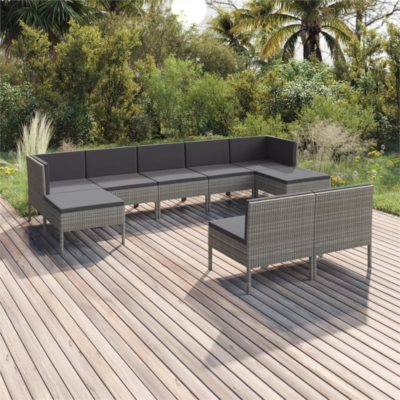 vidaXL 9 Piece Steel Garden Lounge Set in Gray