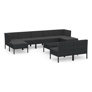 vidaXL 10 Piece Steel Garden Lounge Set in Black