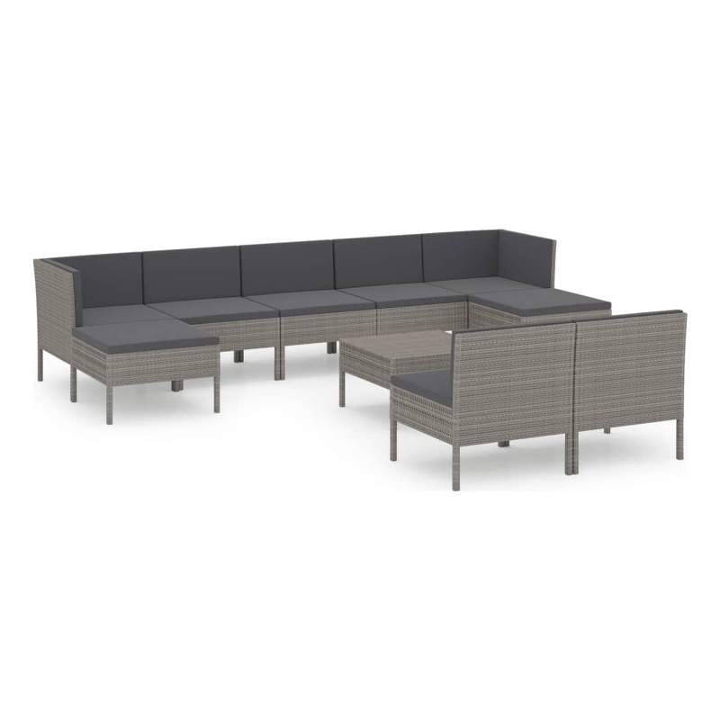 vidaXL 10 Piece Steel Garden Lounge Set in Gray