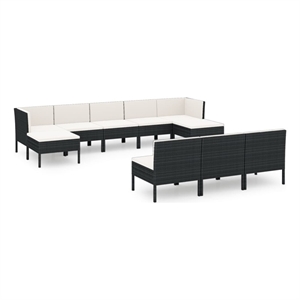 vidaXL 10 Piece Garden Lounge Set in Black/White/Cream