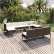 vidaXL 11 Piece Poly Rattan Garden Lounge Set in White/Brown/Cream