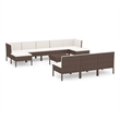 vidaXL 11 Piece Poly Rattan Garden Lounge Set in White/Brown/Cream