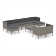 vidaXL 10 Piece Poly Rattan Garden Lounge Set in Gray