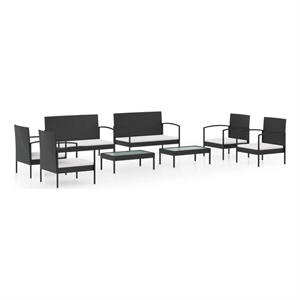 vidaXL 8 Piece Steel Garden Lounge Set in Black