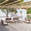vidaXL 8 Piece Poly Rattan Garden Lounge Set in White/Brown/Cream