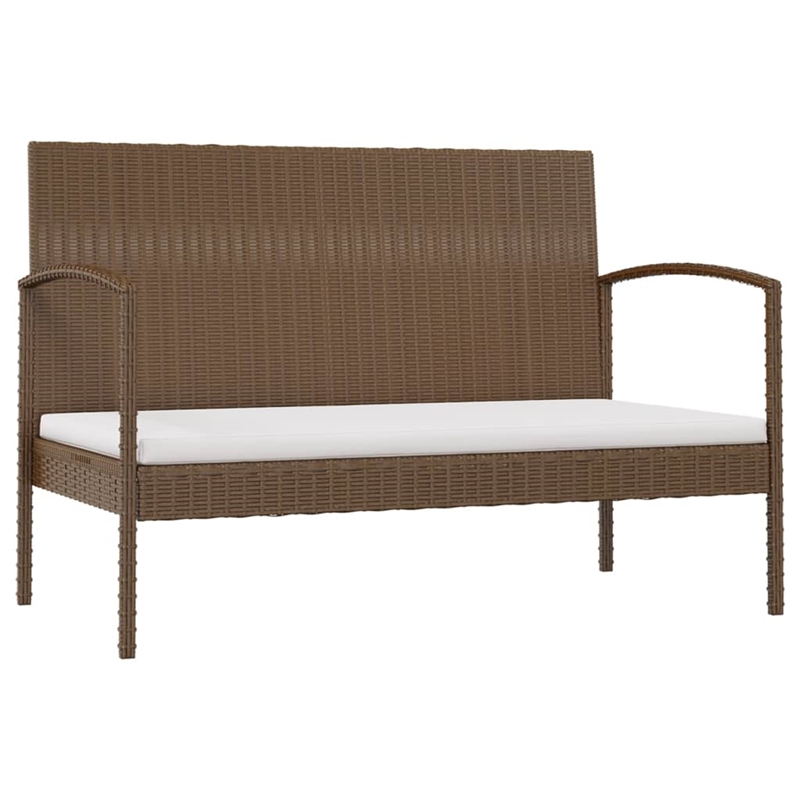 vidaXL 8 Piece Poly Rattan Garden Lounge Set in White/Brown/Cream