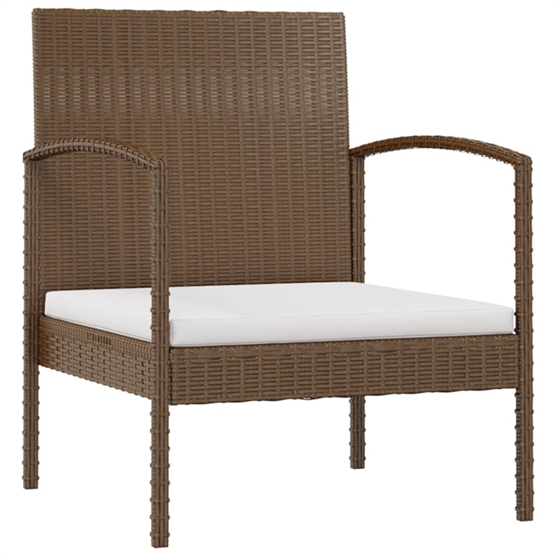 vidaXL 8 Piece Poly Rattan Garden Lounge Set in White/Brown/Cream