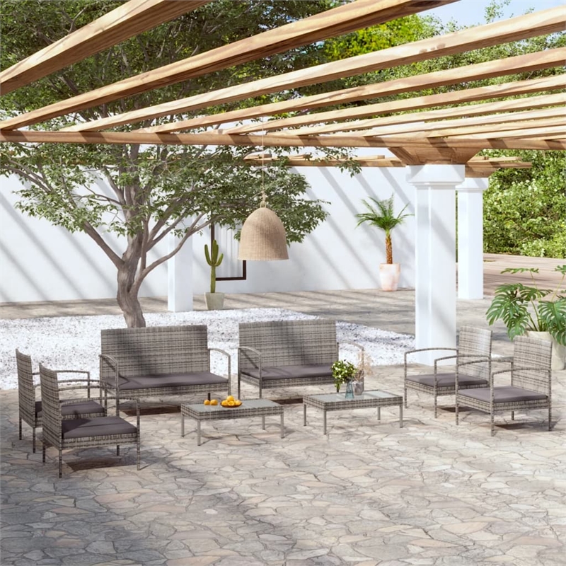 vidaXL 8 Piece Garden Lounge Set in Gray