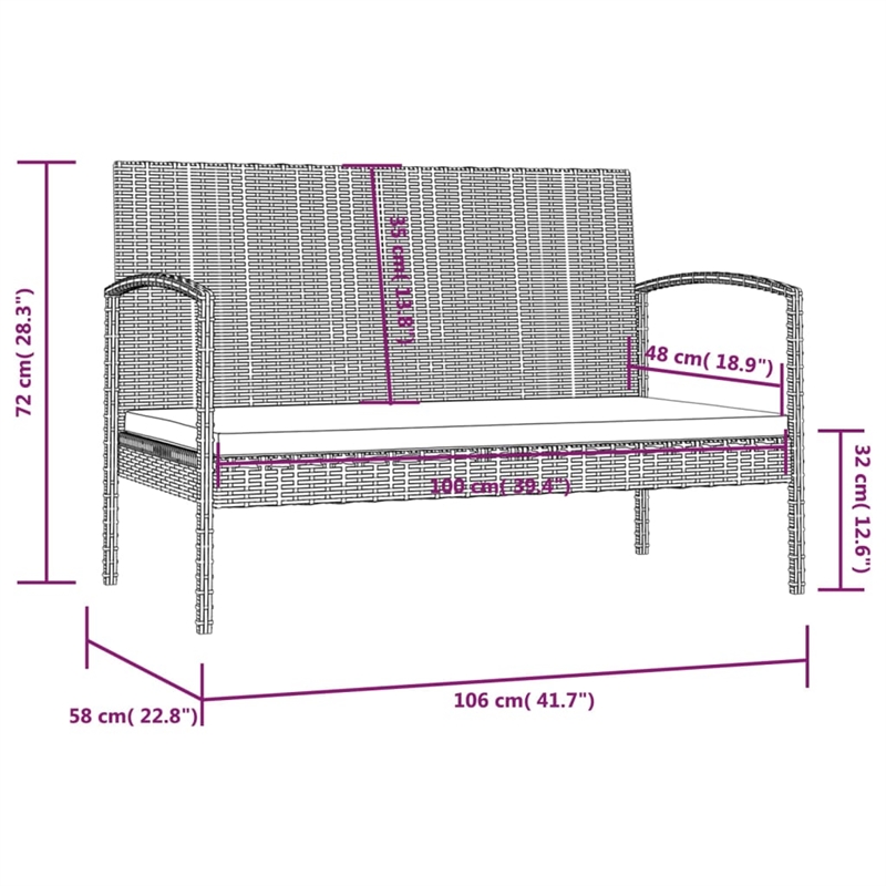 vidaXL 8 Piece Garden Lounge Set in Gray