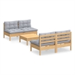 vidaXL 5 Piece Wood Small Garden Lounge Set in Gray