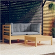 vidaXL 3 Piece Wood Small Garden Lounge Set in Gray