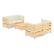 vidaXL 5 Piece Wood Garden Lounge Set in Cream