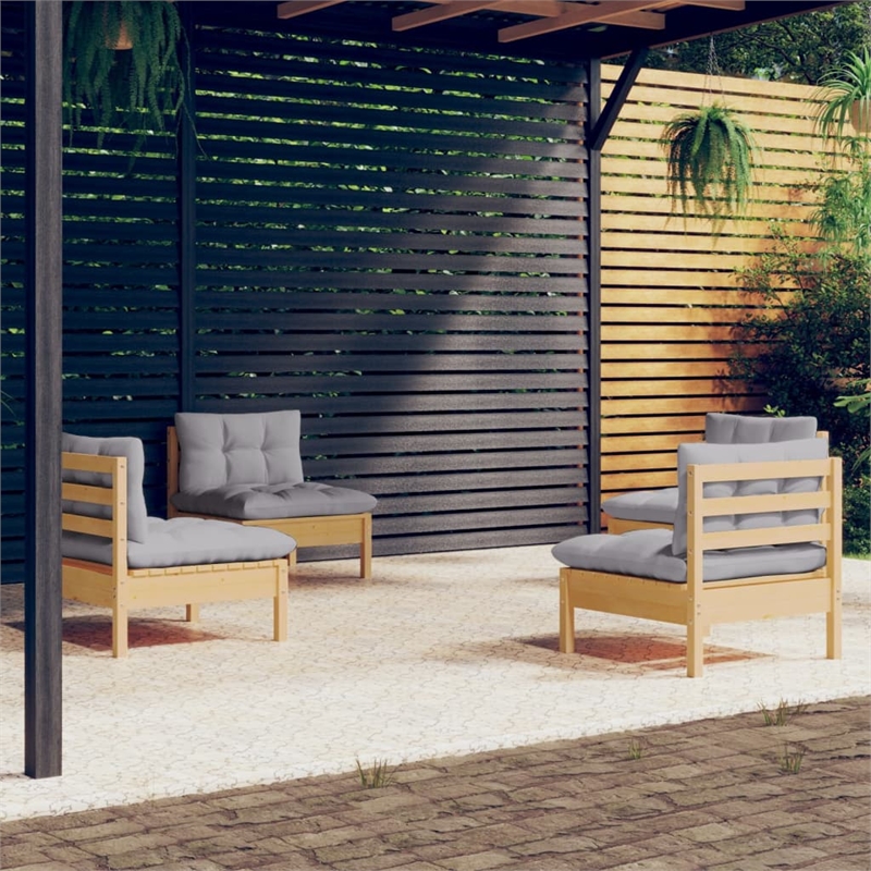 vidaXL 4 Piece Wood Garden Lounge Set in Gray