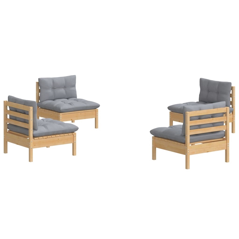 vidaXL 4 Piece Wood Garden Lounge Set in Gray
