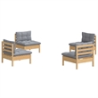 vidaXL 4 Piece Wood Garden Lounge Set in Gray