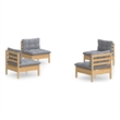 vidaXL 4 Piece Wood Garden Lounge Set in Gray
