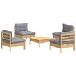 vidaXL 5 Piece Wood Garden Lounge Set in Gray