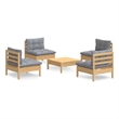vidaXL 5 Piece Wood Garden Lounge Set in Gray