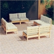 vidaXL 8 Piece Wood Standard Garden Lounge Set in Cream