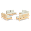 vidaXL 8 Piece Wood Standard Garden Lounge Set in Cream