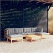 vidaXL 7 Piece Wood Large Garden Lounge Set in Gray