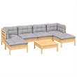 vidaXL 7 Piece Wood Large Garden Lounge Set in Gray