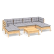 vidaXL 7 Piece Wood Large Garden Lounge Set in Gray