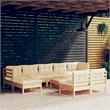 vidaXL 10 Piece Wood Large Garden Lounge Set in Cream