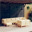 vidaXL 10 Piece Wood Small Garden Lounge Set in Cream