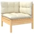 vidaXL 10 Piece Wood Small Garden Lounge Set in Cream