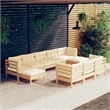 vidaXL 10 Piece Wood Garden Lounge Set in Cream