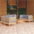 vidaXL 7 Piece Wood Garden Lounge Set in Gray