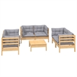 vidaXL 7 Piece Wood Garden Lounge Set in Gray