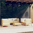 vidaXL 7 Piece Wood Small Garden Lounge Set in Cream