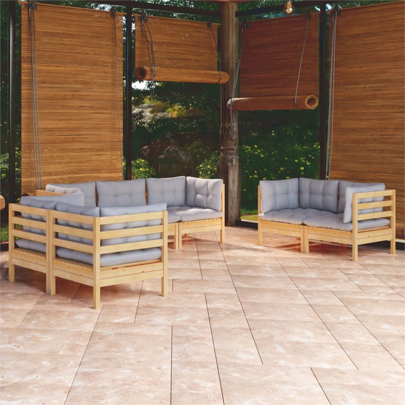 vidaXL 7 Piece Wood Garden Lounge Set in Gray