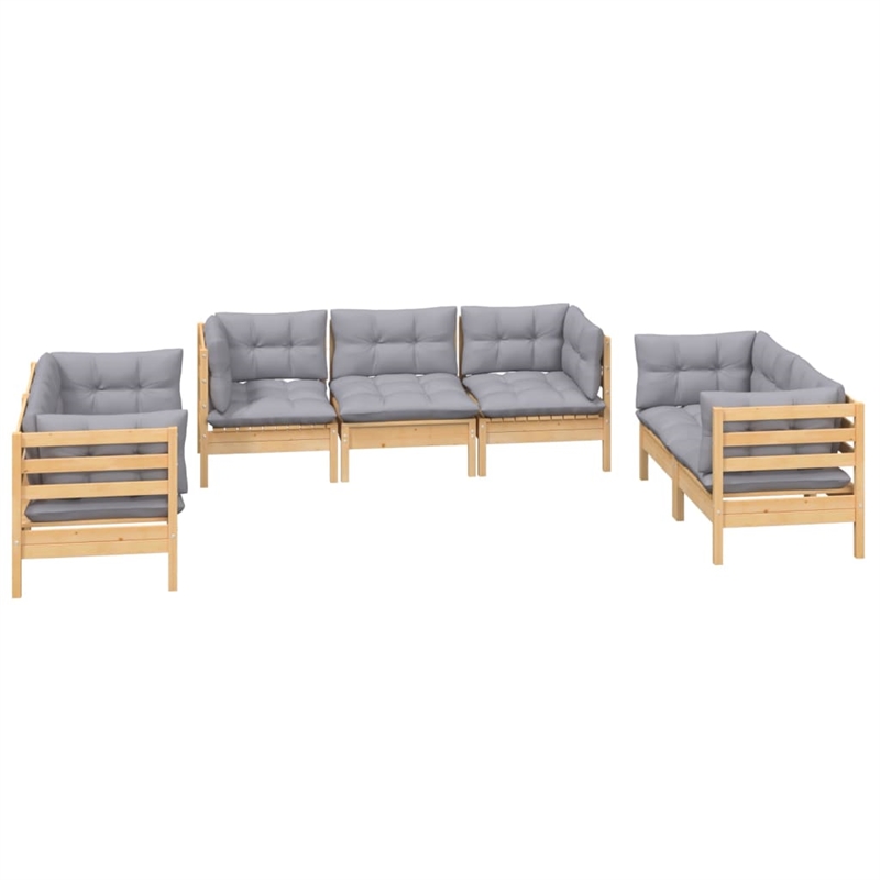 vidaXL 7 Piece Wood Garden Lounge Set in Gray
