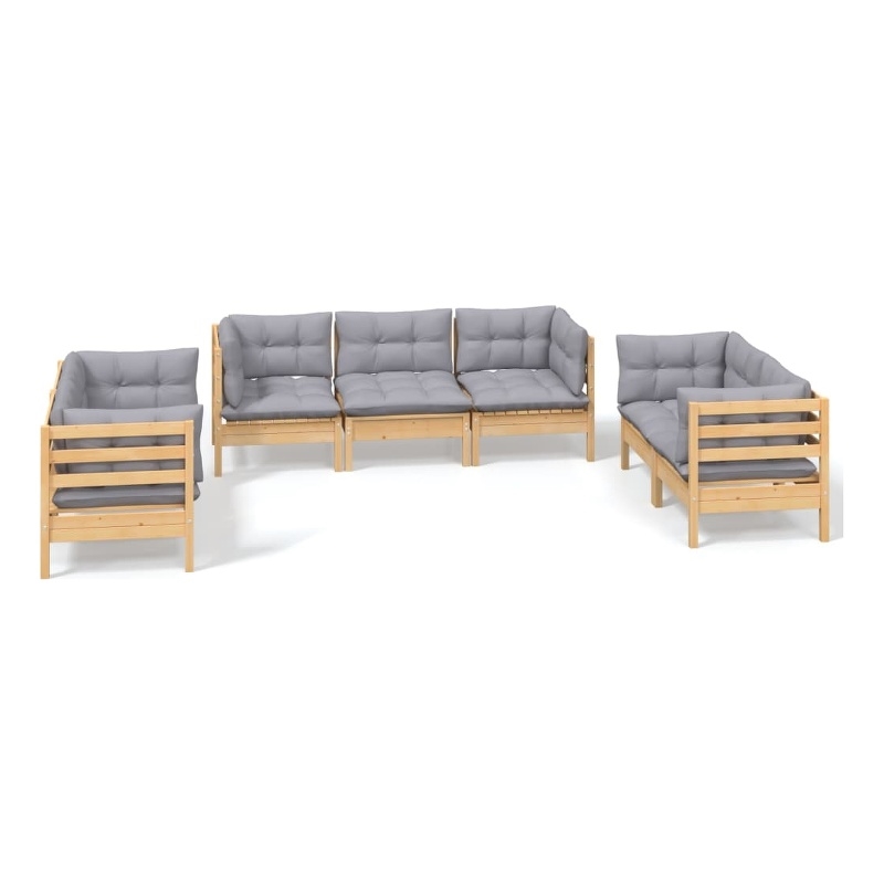 vidaXL 7 Piece Wood Garden Lounge Set in Gray
